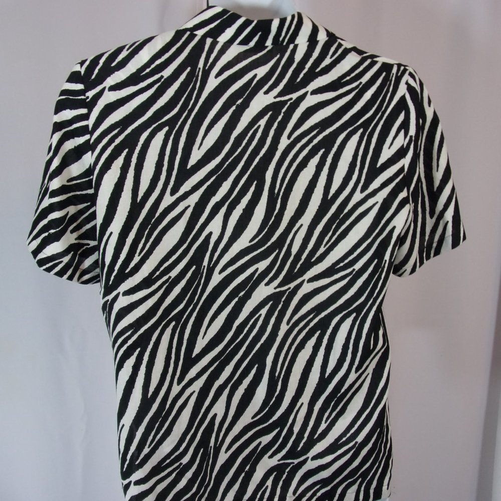 Patchington Zebra Blouse Button Front Size M - image 2